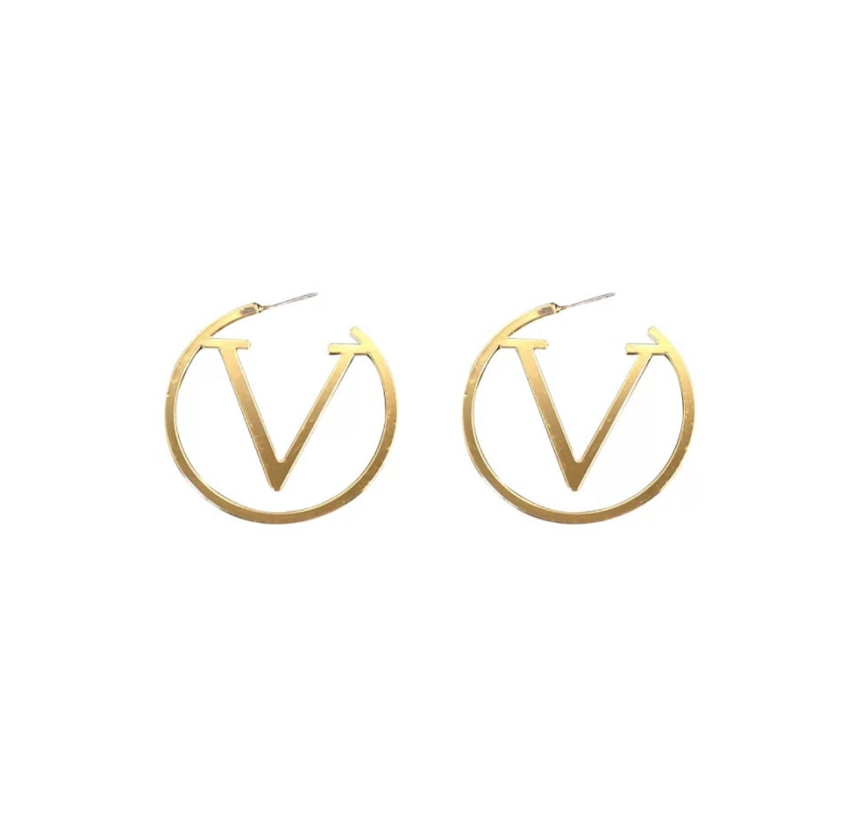 Gold V Hoop Earrings