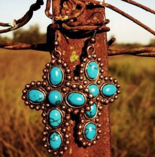 Turquoise Cross Earrings