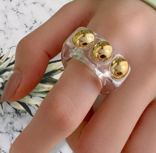 Clear Ring With Gold