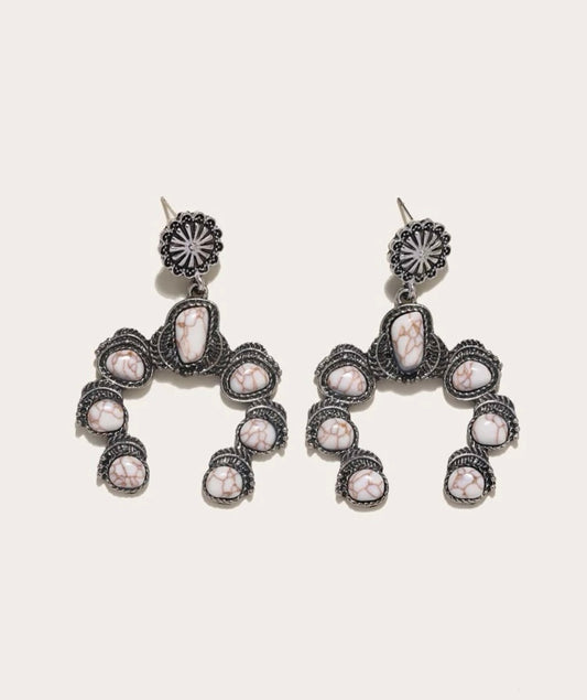 Stone Metal drop earrings