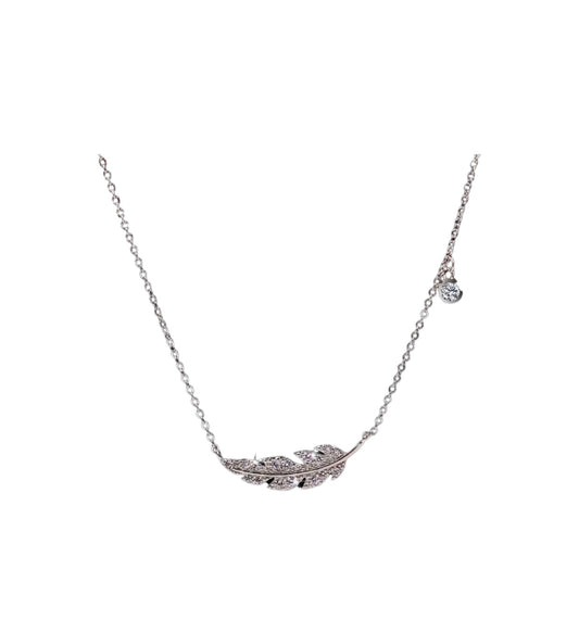 Sparkling Zircon Feather Necklace