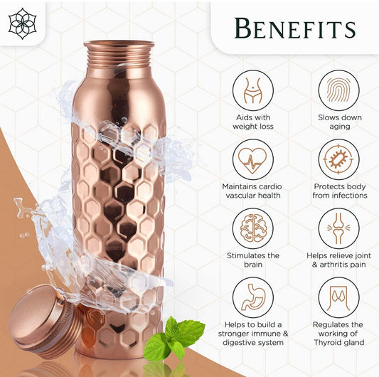 Pure Copper Water Bottle Leak Proof 1 Liter