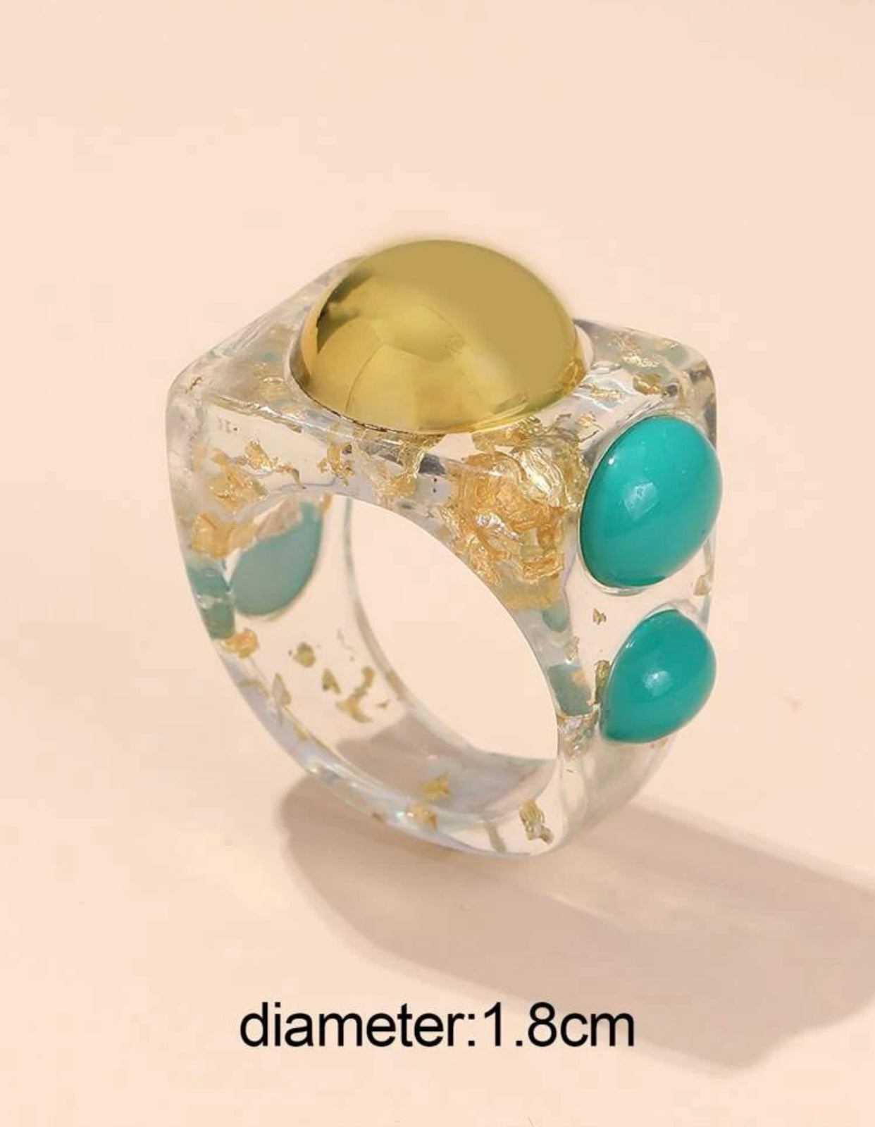 Golden Leaf Turquoise Clear Ring