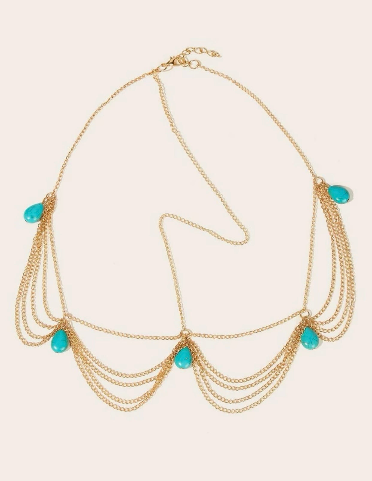 Turquoise Gold Chain Headpiece